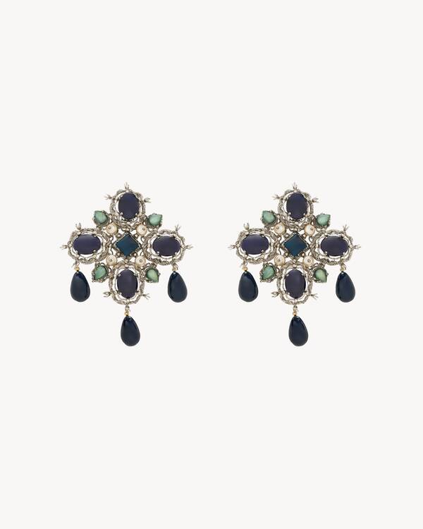 cabochon cross earrings in resin and metal