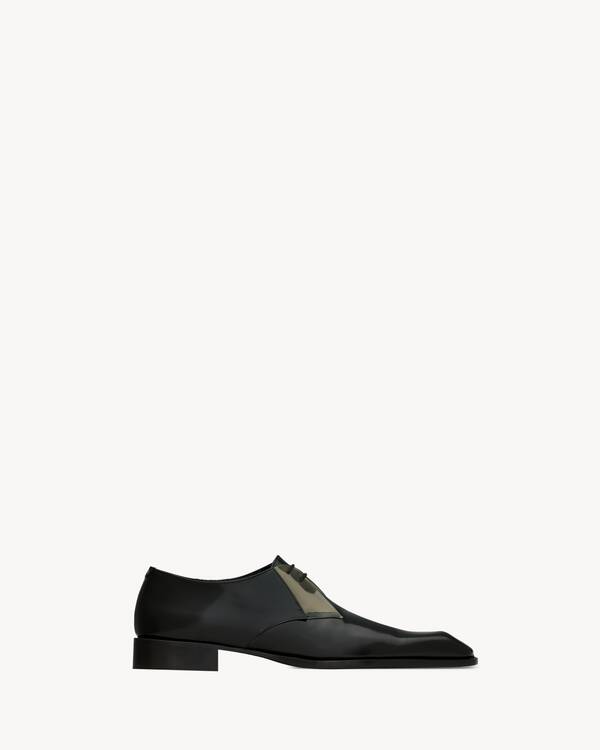 NICO derbies in glazed leather and TPU in Black | Saint Laurent