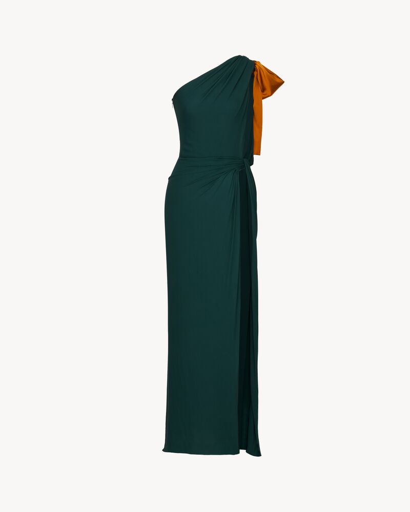 one-shoulder dress in silk crepe muslin