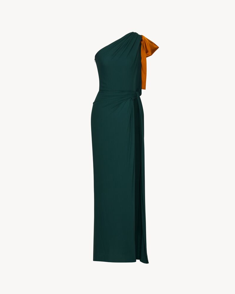 one-shoulder dress in silk crepe muslin