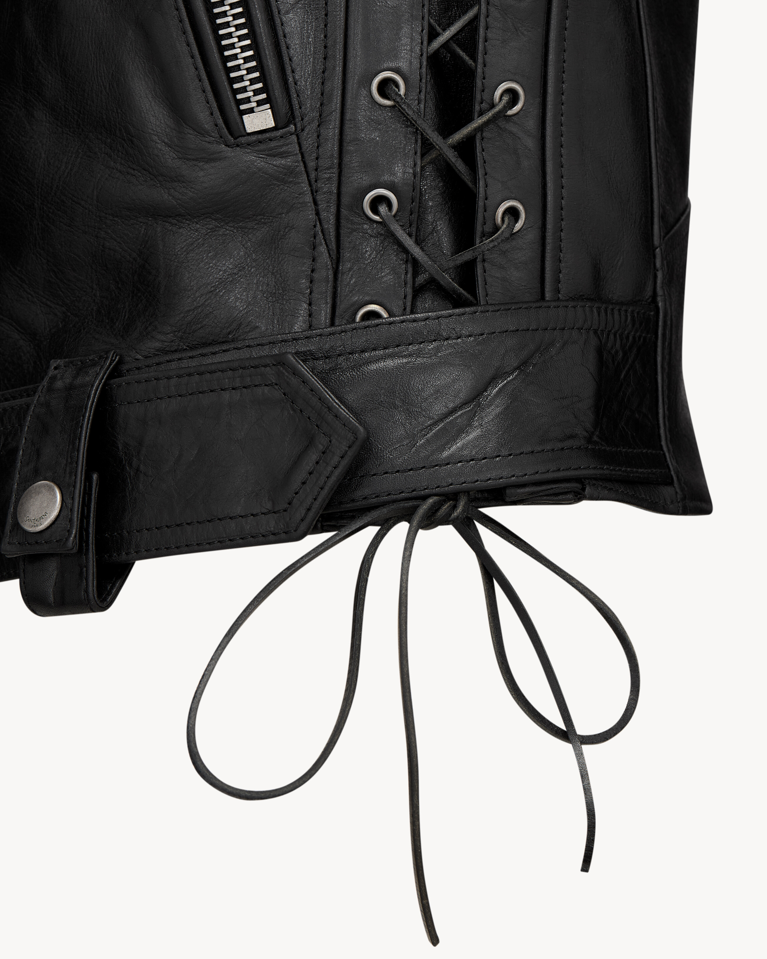 biker vest in creased leather