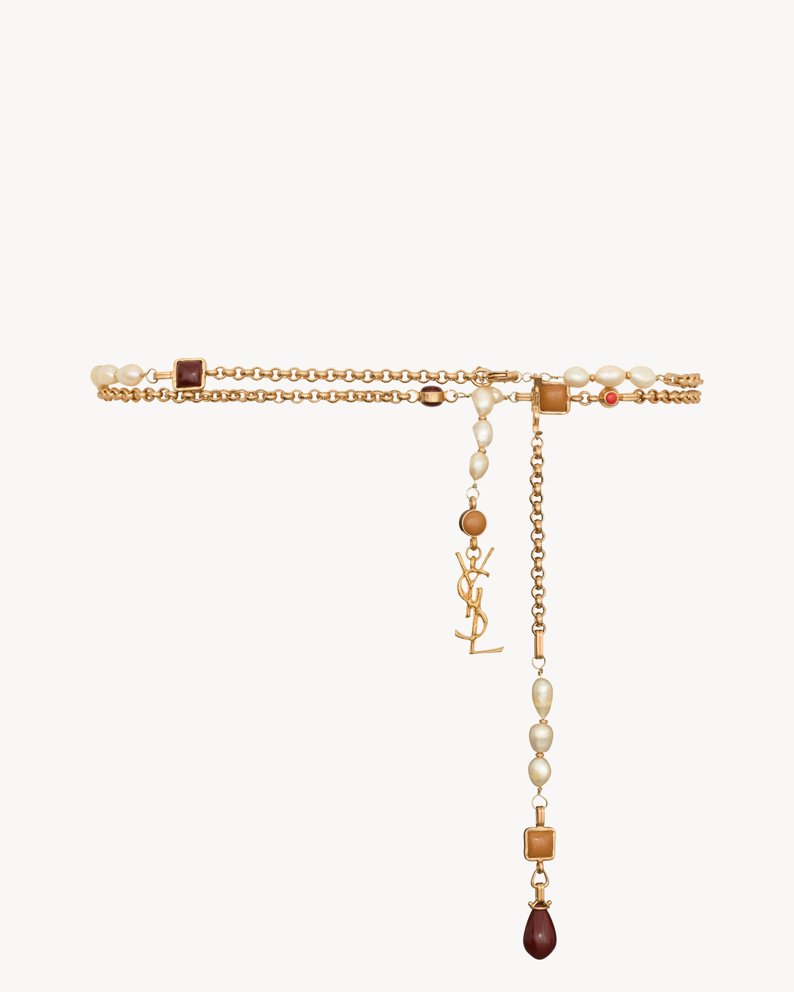 CASSANDRE pearl chain belt in resin and metal