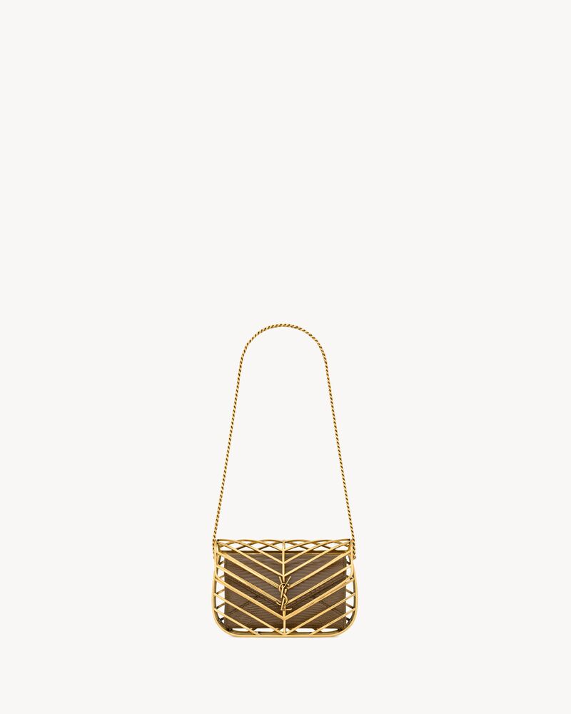 LOULOU minaudière in metal and lizard