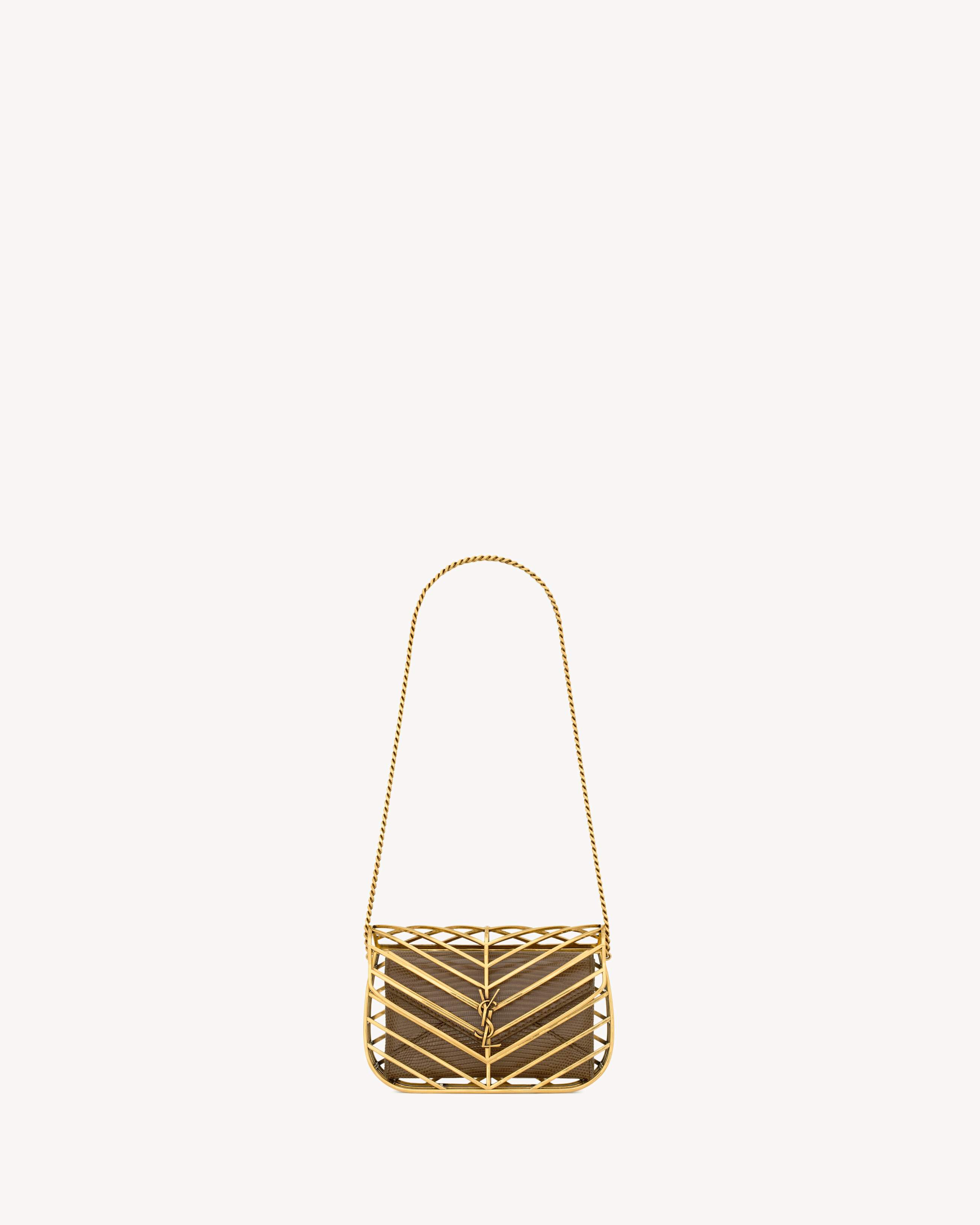 LOULOU minaudière in metal and lizard