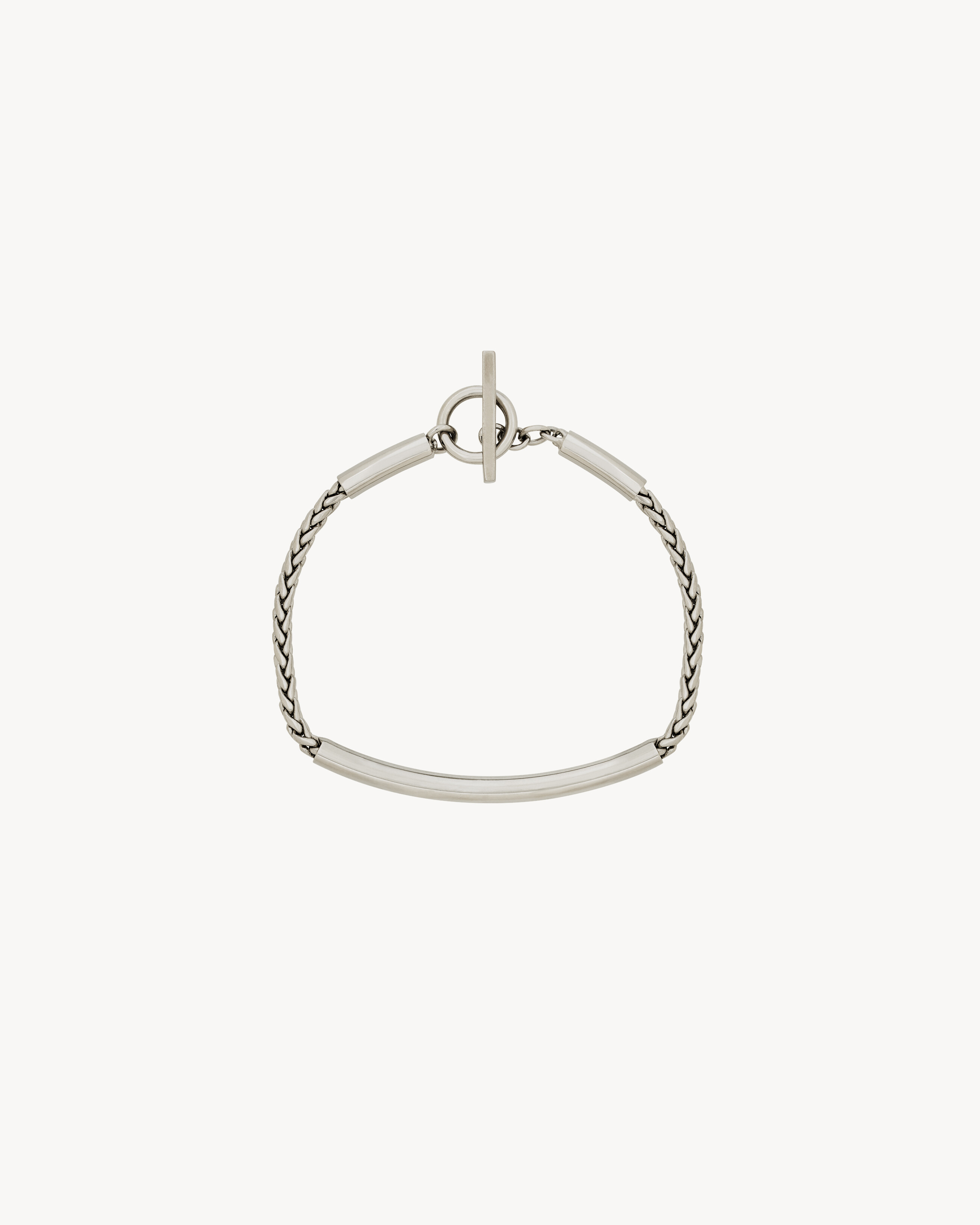 YSL   Men's Palladium Tube Chain Bracelet In Metal - Silver - M