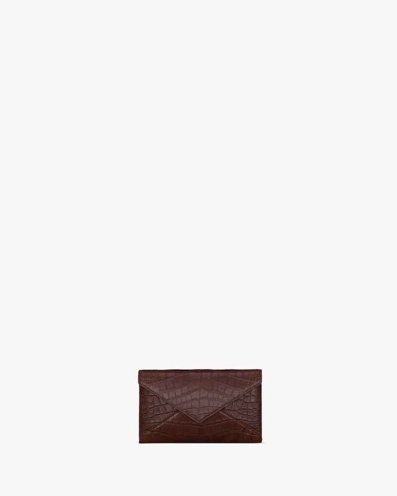LETTER chain wallet in shiny alligator