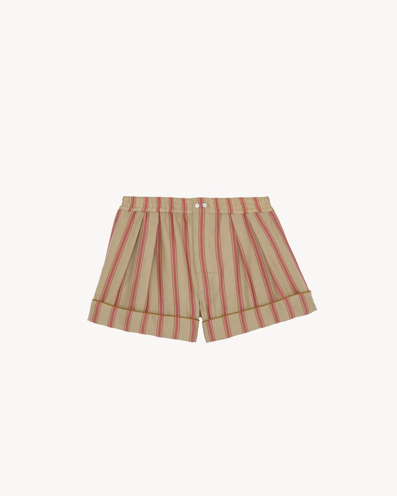 pajama shorts in striped twill