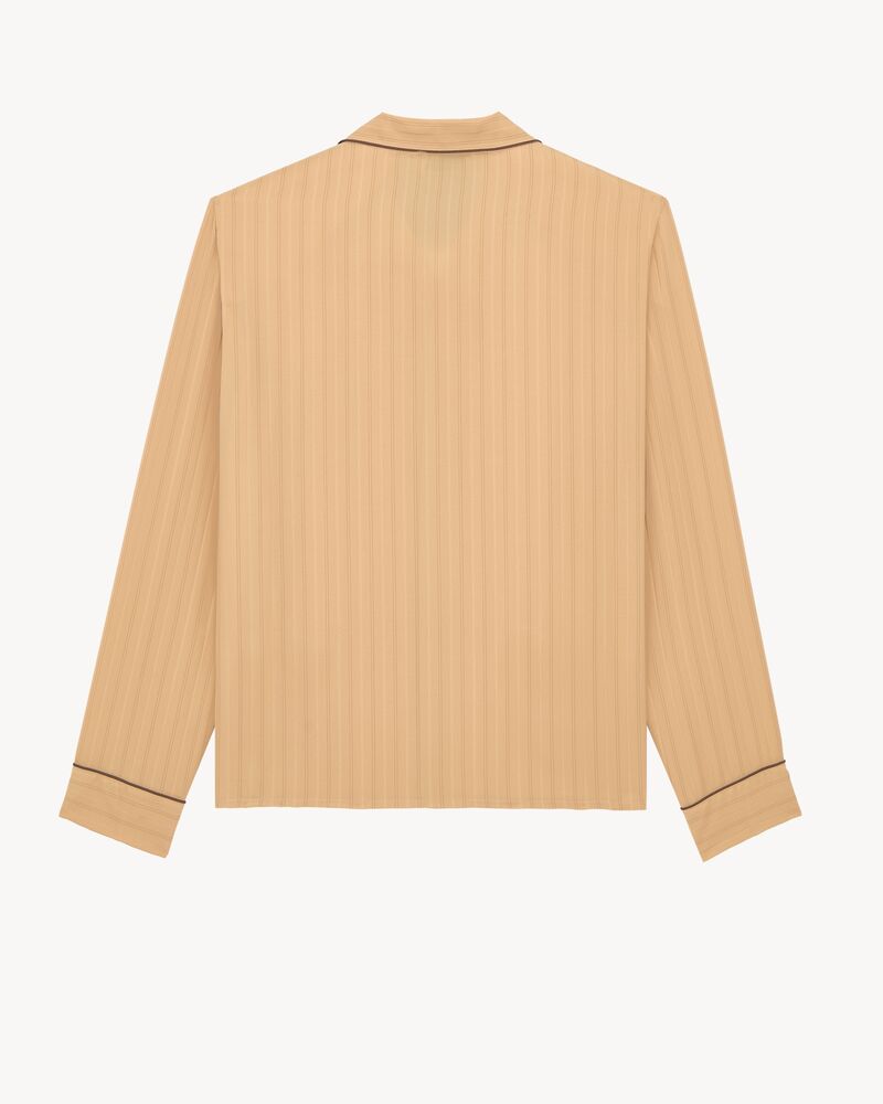 pajama top in striped silk