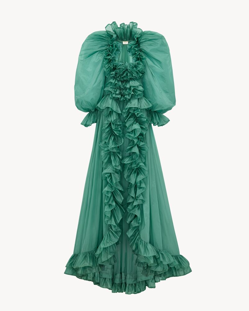 ruffled gown in nylon