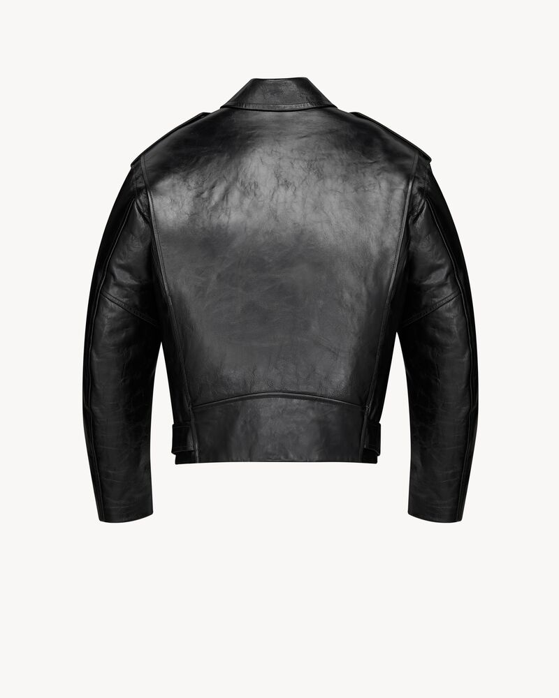 oversized biker jacket in grained leather