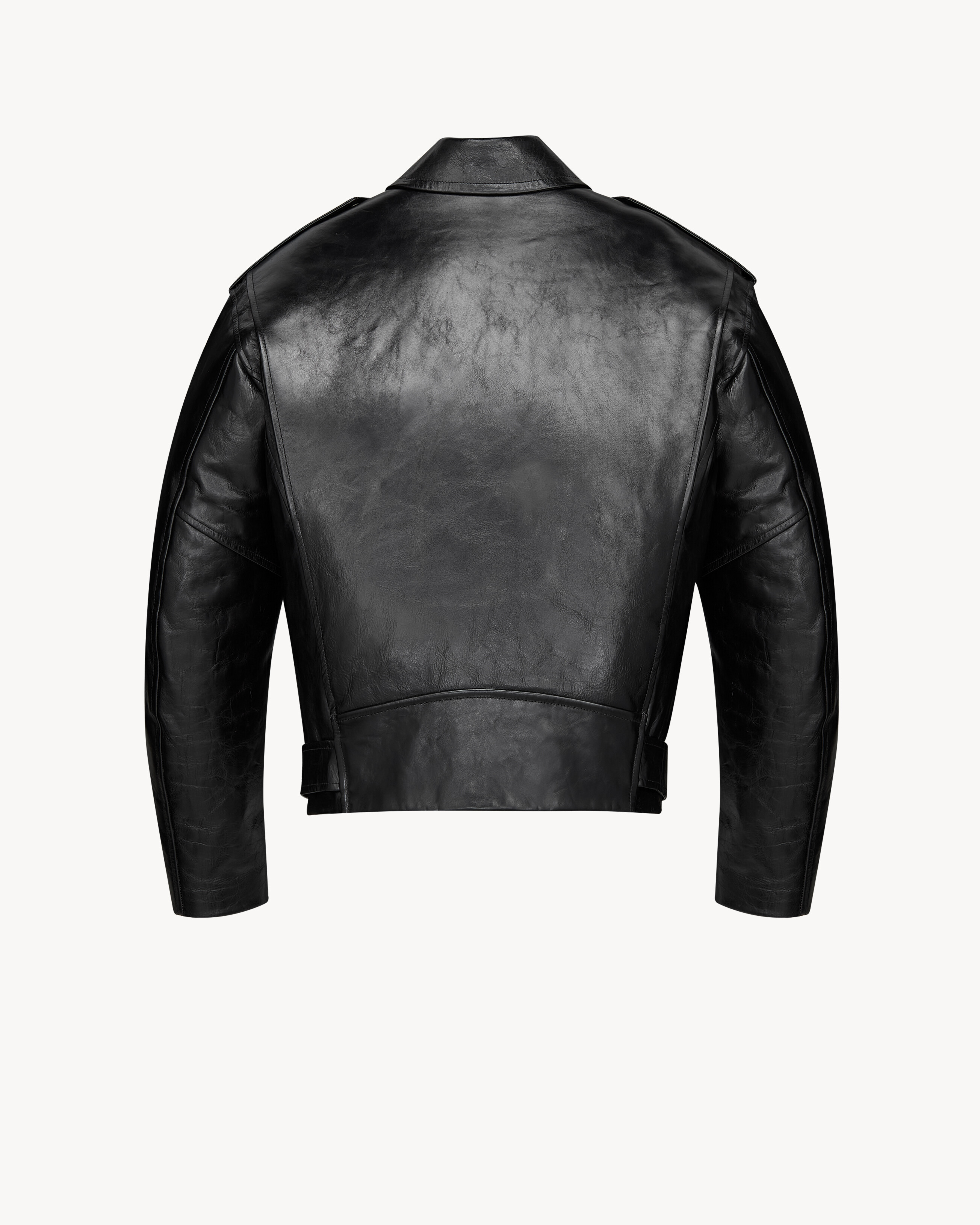 oversized biker jacket in grained leather