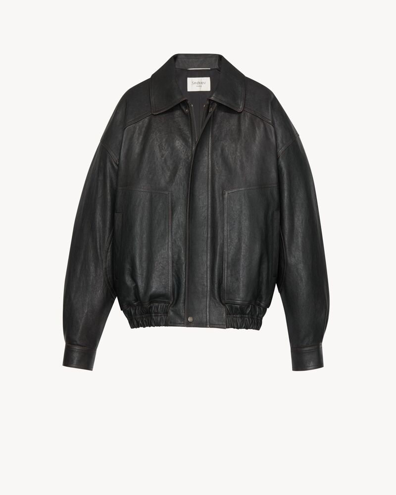 bomber jacket in grained lambskin