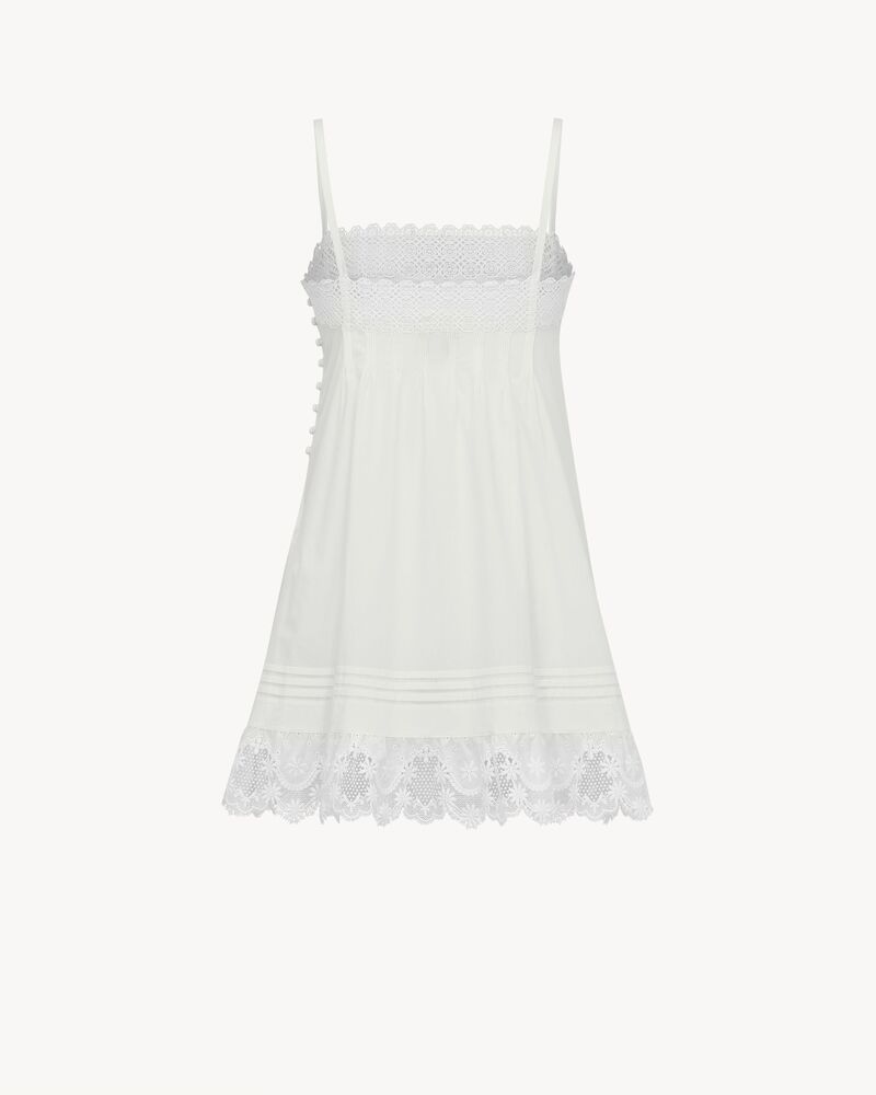 A-line dress in embroidered cotton poplin