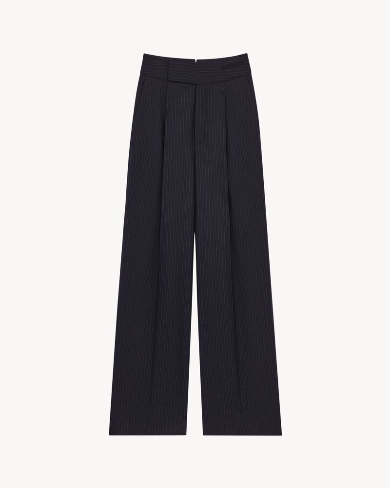fluid pants in pin dot stripe wool gabardine