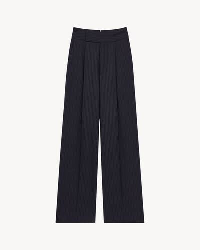 fluid pants in brushed wool flannel in Blue | Saint Laurent | YSL CA