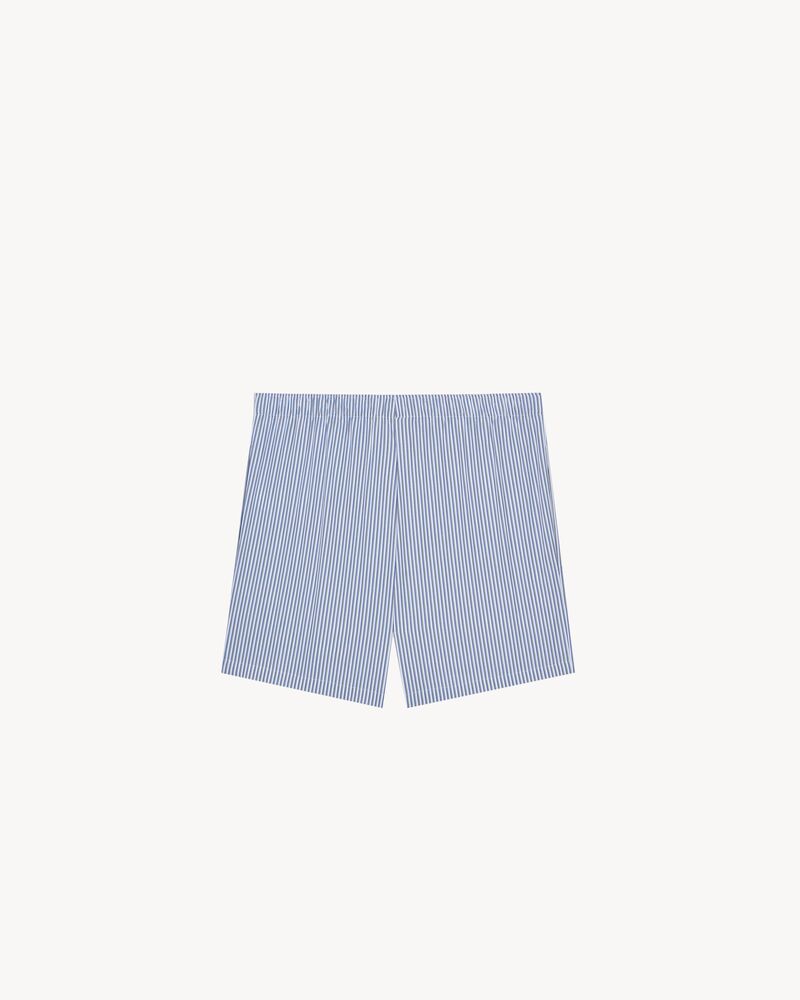 shorts in striped cotton poplin