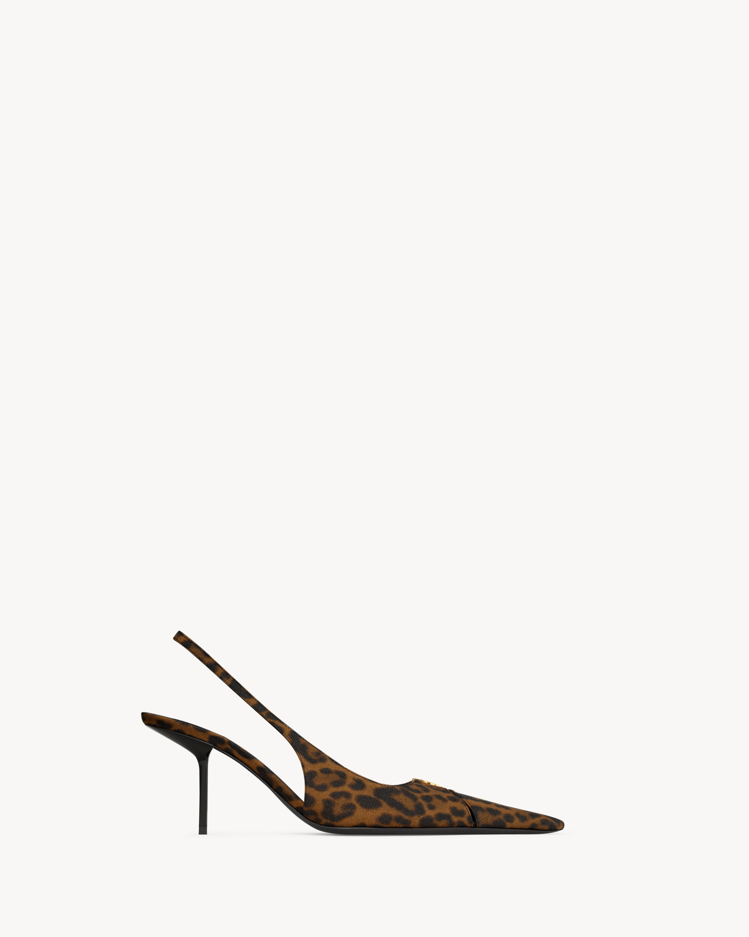 scarpin slingback BABYLONE BRETEUIL em gorgorão com estampa de leopardo