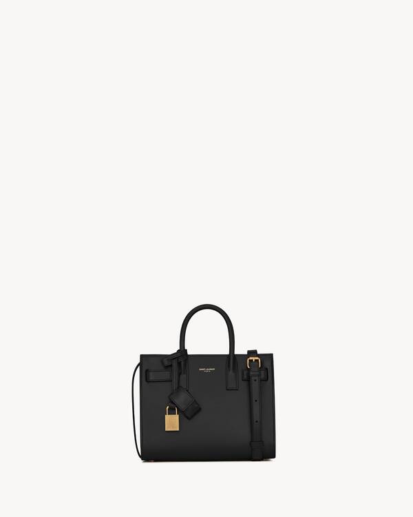 SAC DE JOUR IN CROCODILE-EMBOSSED LEATHER - NANO in Black | Saint