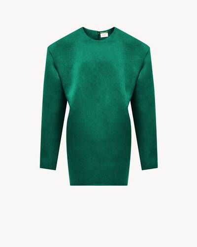 boxy dress in stonewash silk satin | Saint Laurent | YSL FR