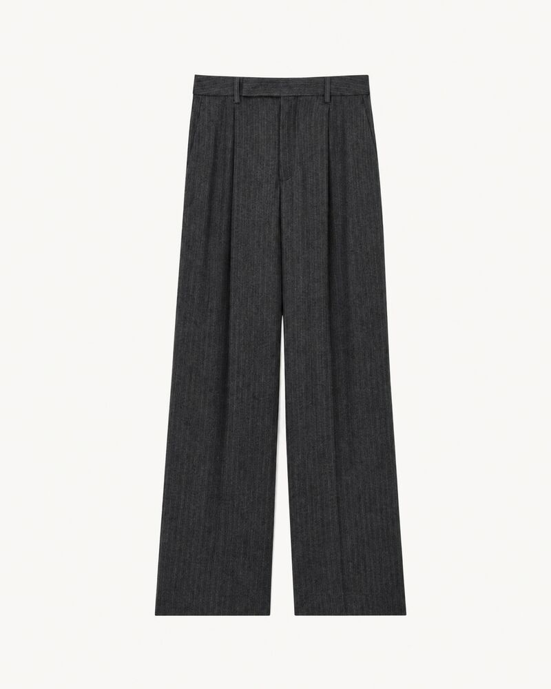 fluid pants in pinstripe brushed wool felt