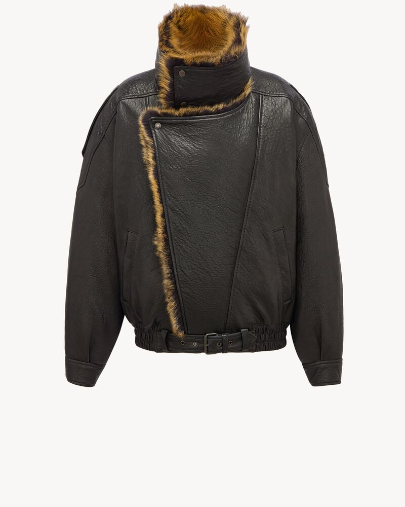 Bomberjacke aus Bubble-Lammleder und Shearling