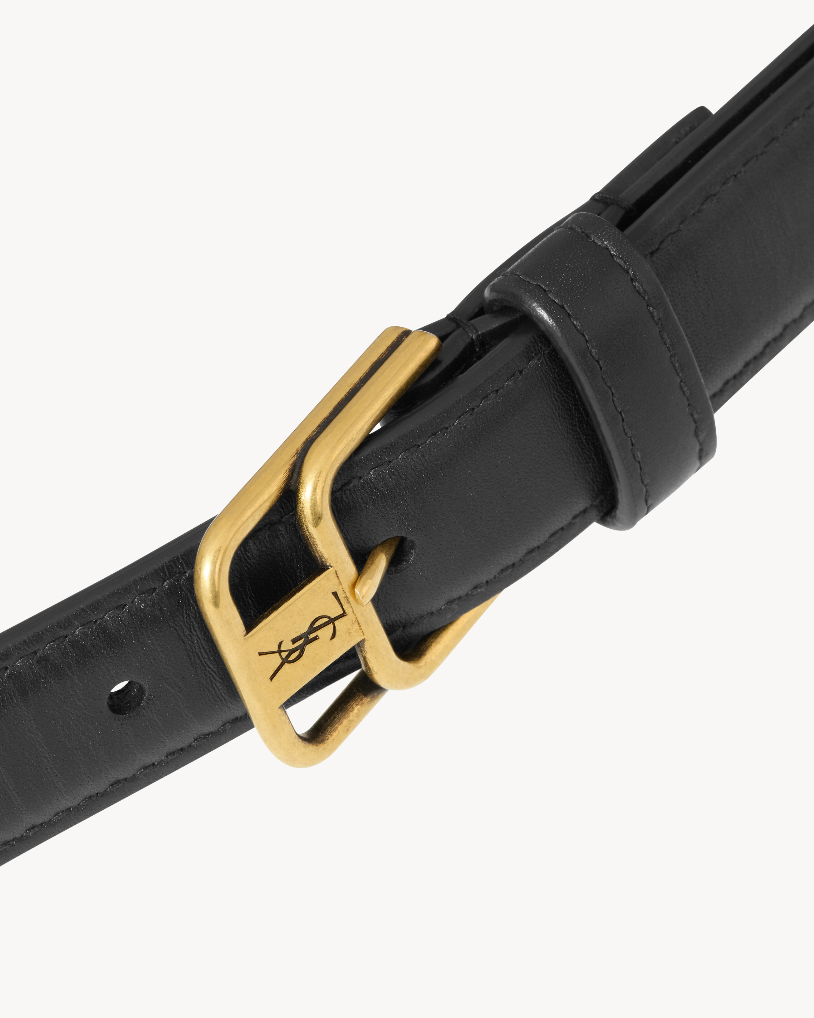 CASSANDRE double-buckle thin belt in smooth leather