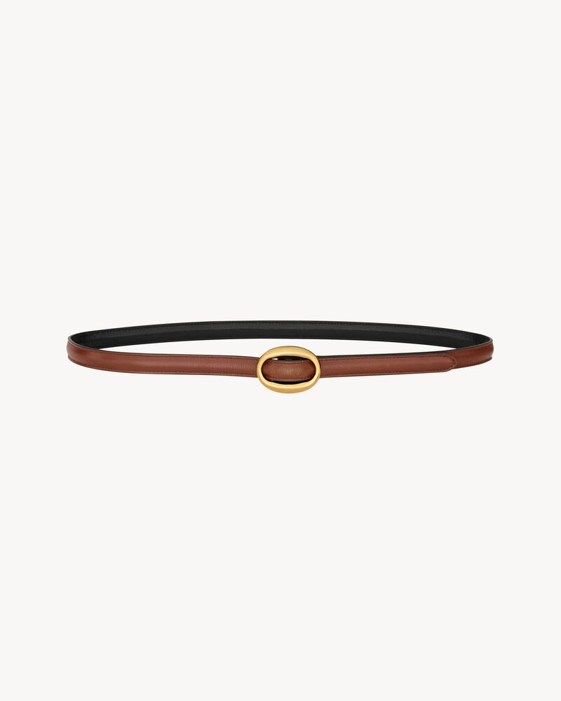 oval buckle thin reversible belt in smooth leather