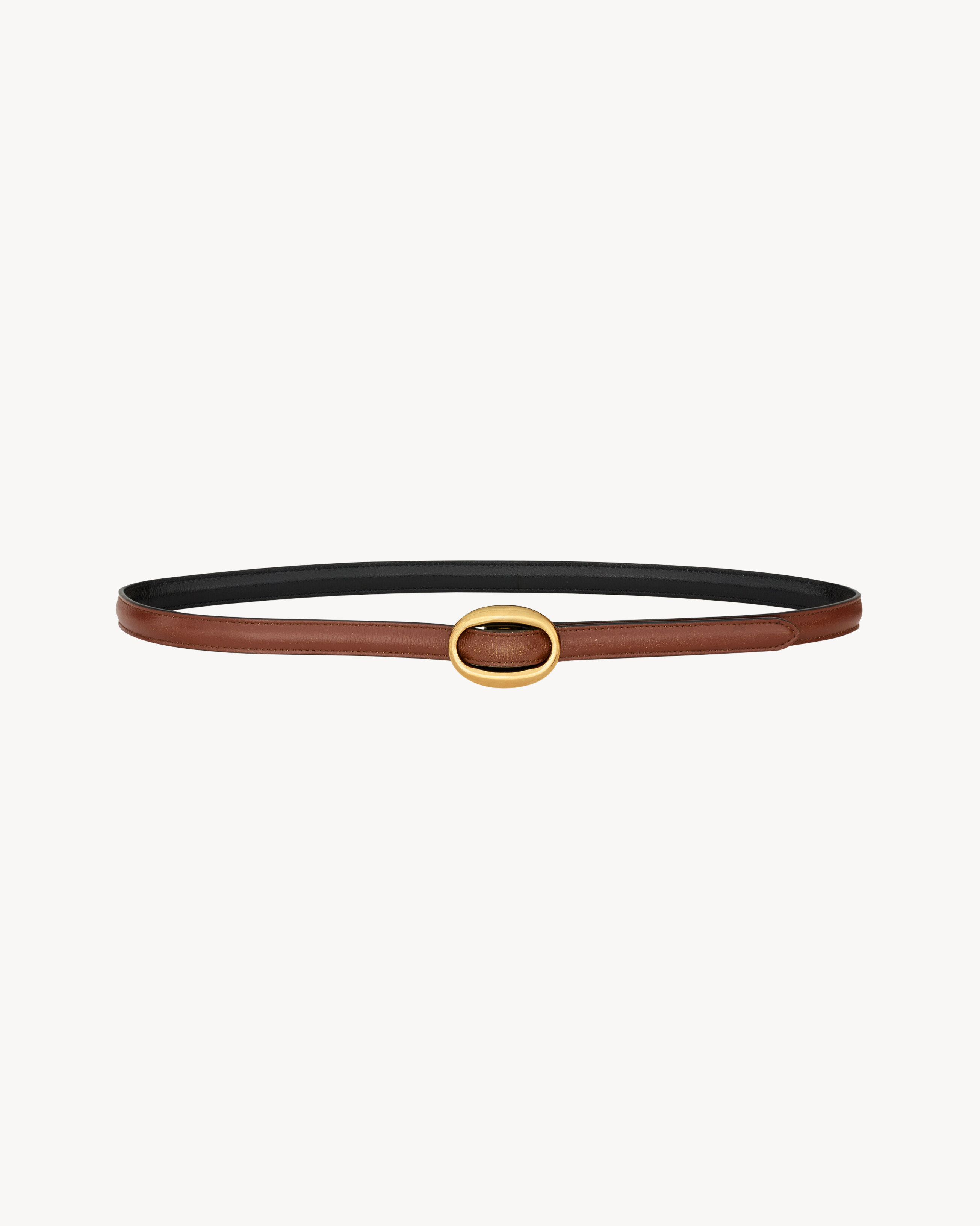 oval buckle thin reversible belt in smooth leather