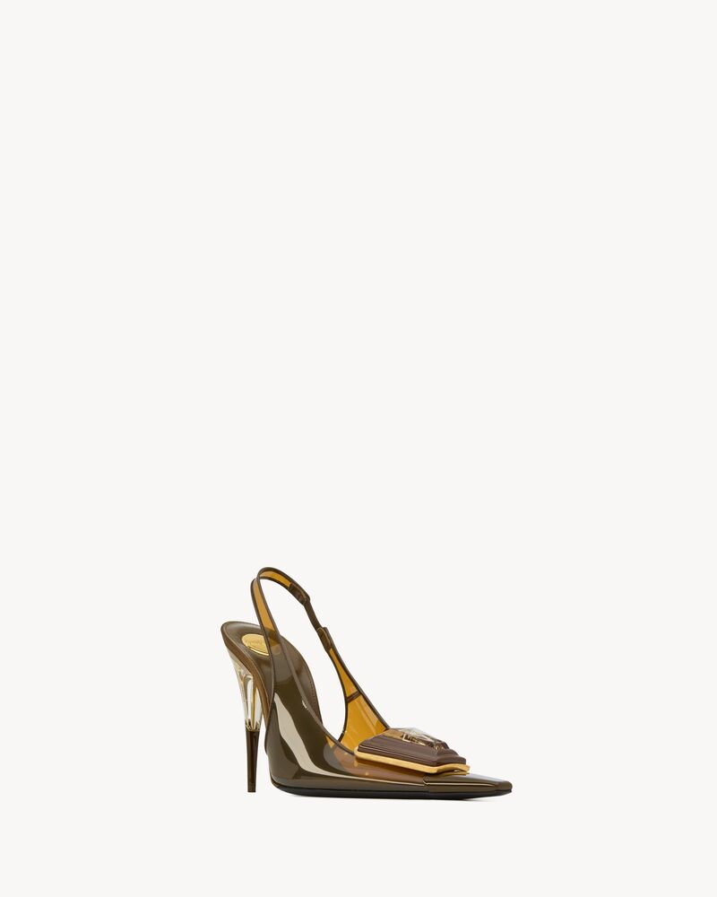 SIBYL slingback pumps in TPU, patent leather, and satin