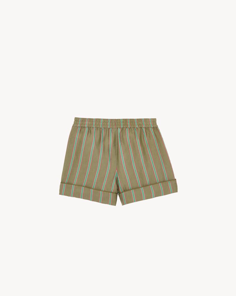 pajama shorts in striped twill