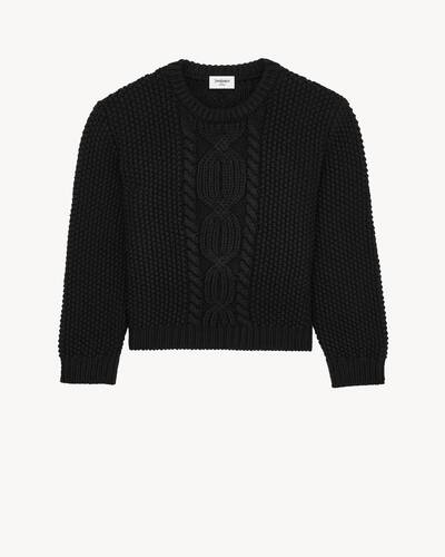 crewneck sweater in wool knit in Black | Saint Laurent | YSL MC