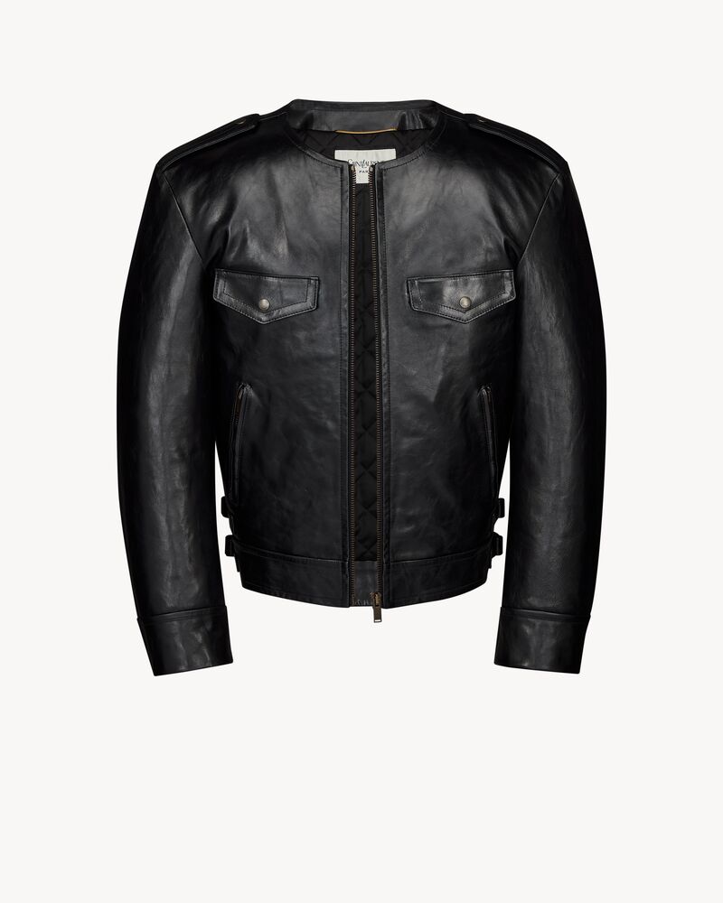 biker jacket in grained leather