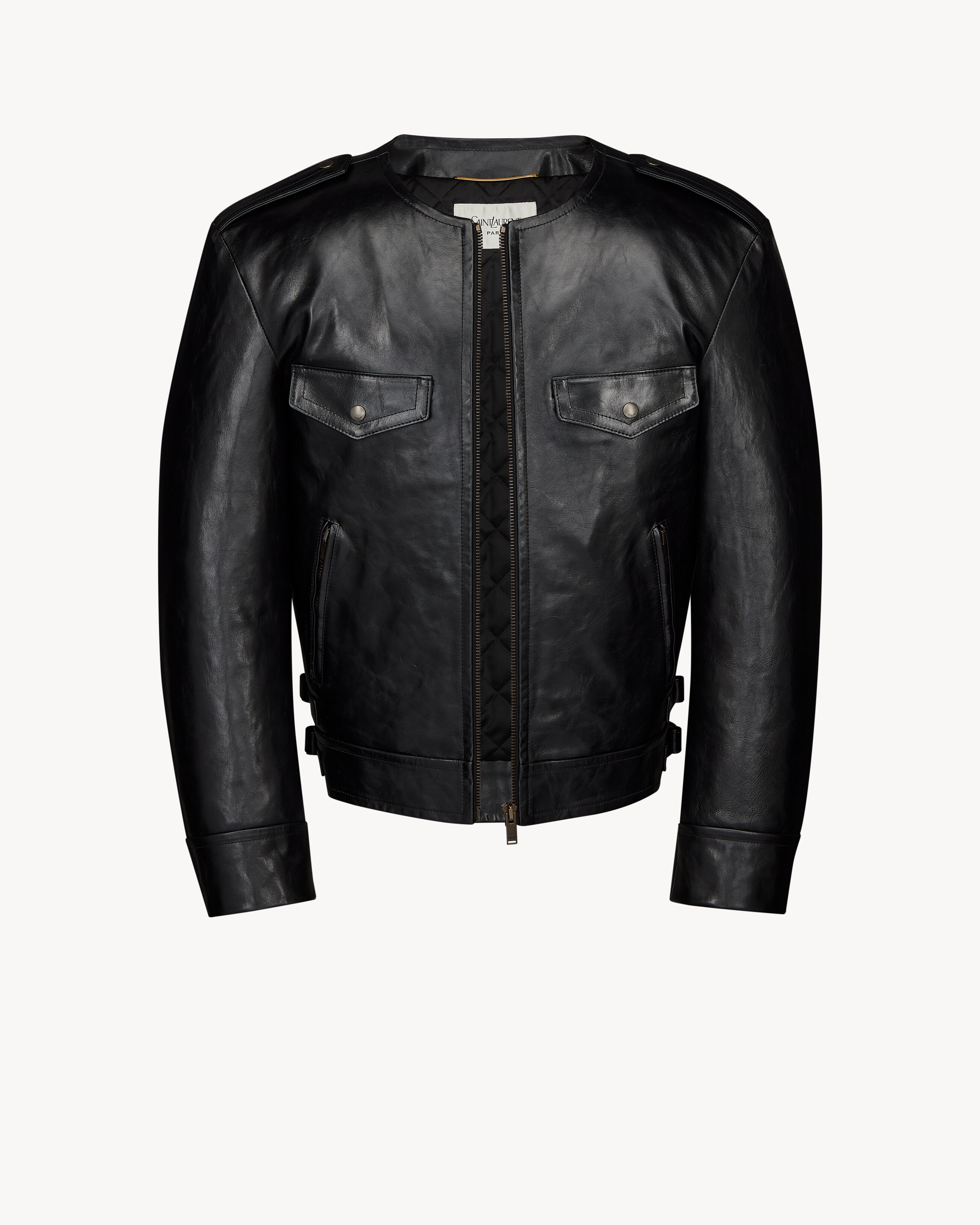 biker jacket in grained leather