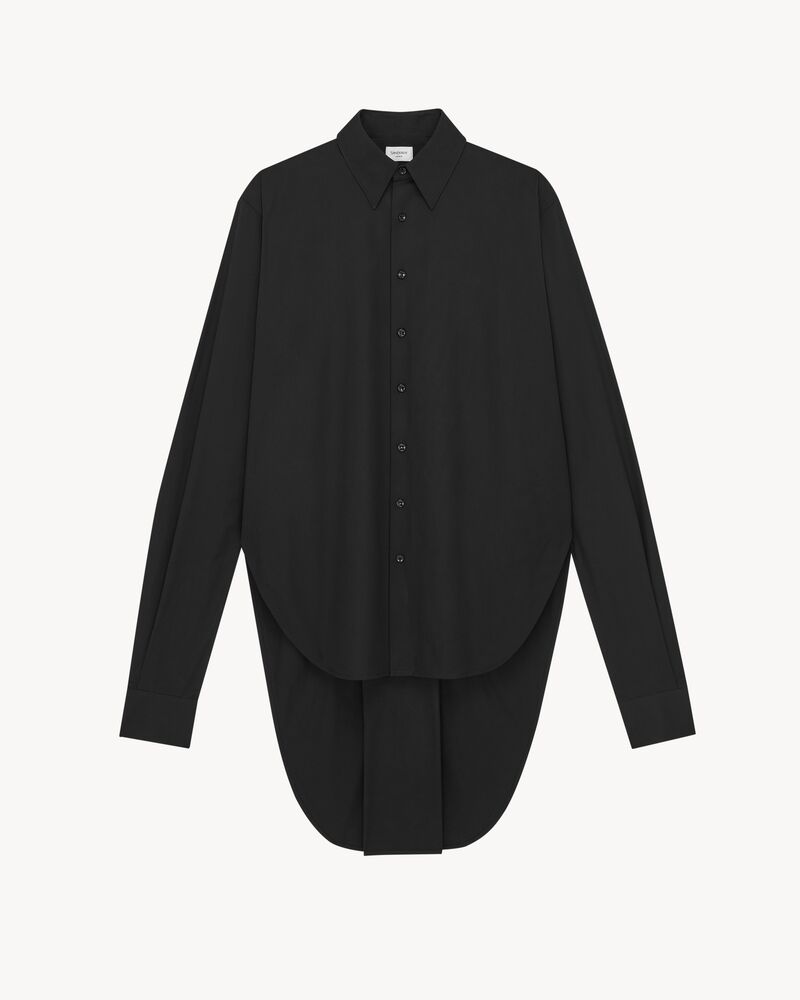 high-low shirt in cotton poplin