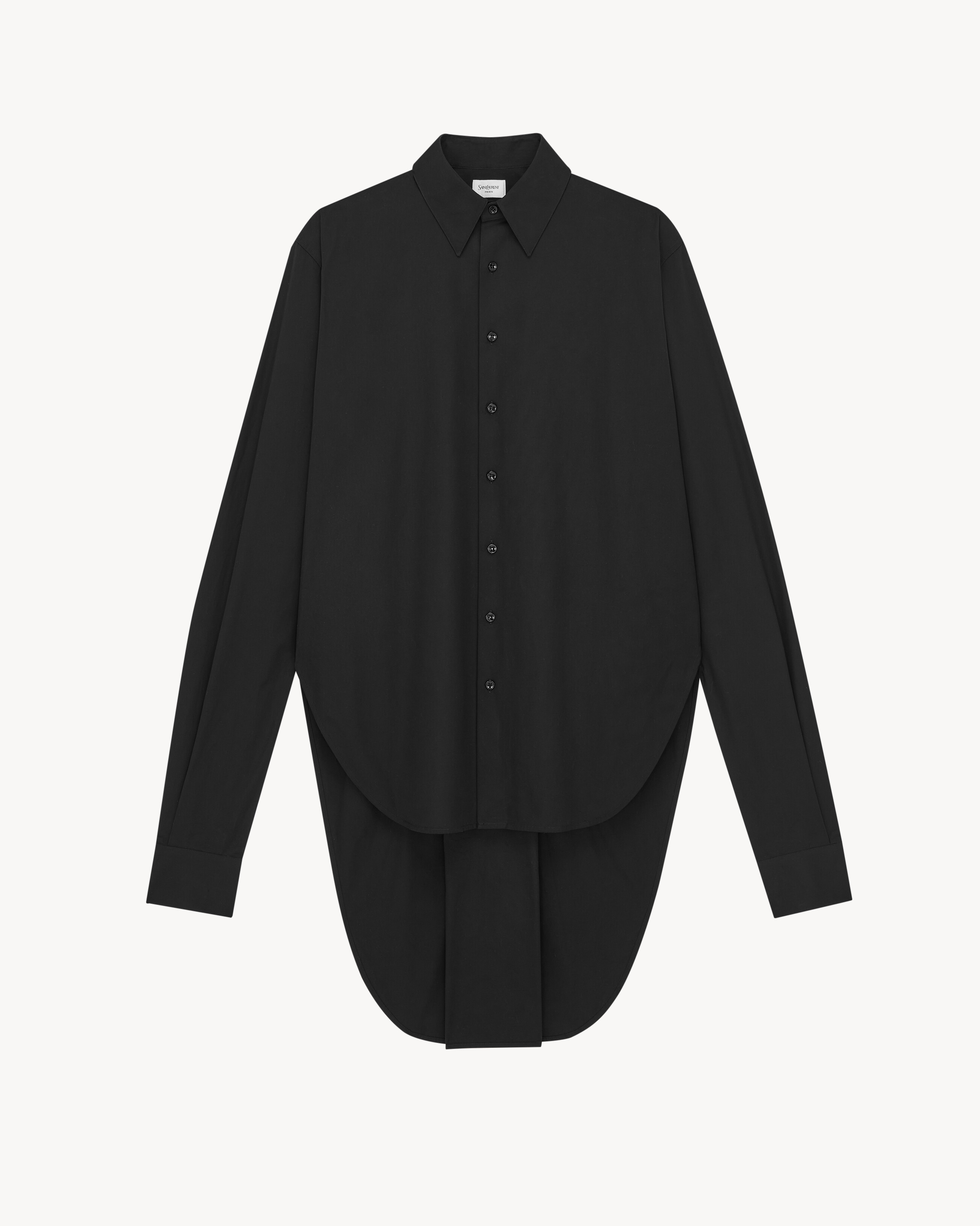 high-low shirt in cotton poplin in Black | Saint Laurent | YSL US