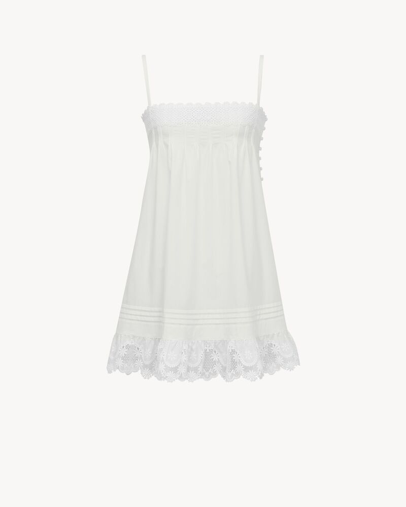 A-line dress in embroidered cotton poplin
