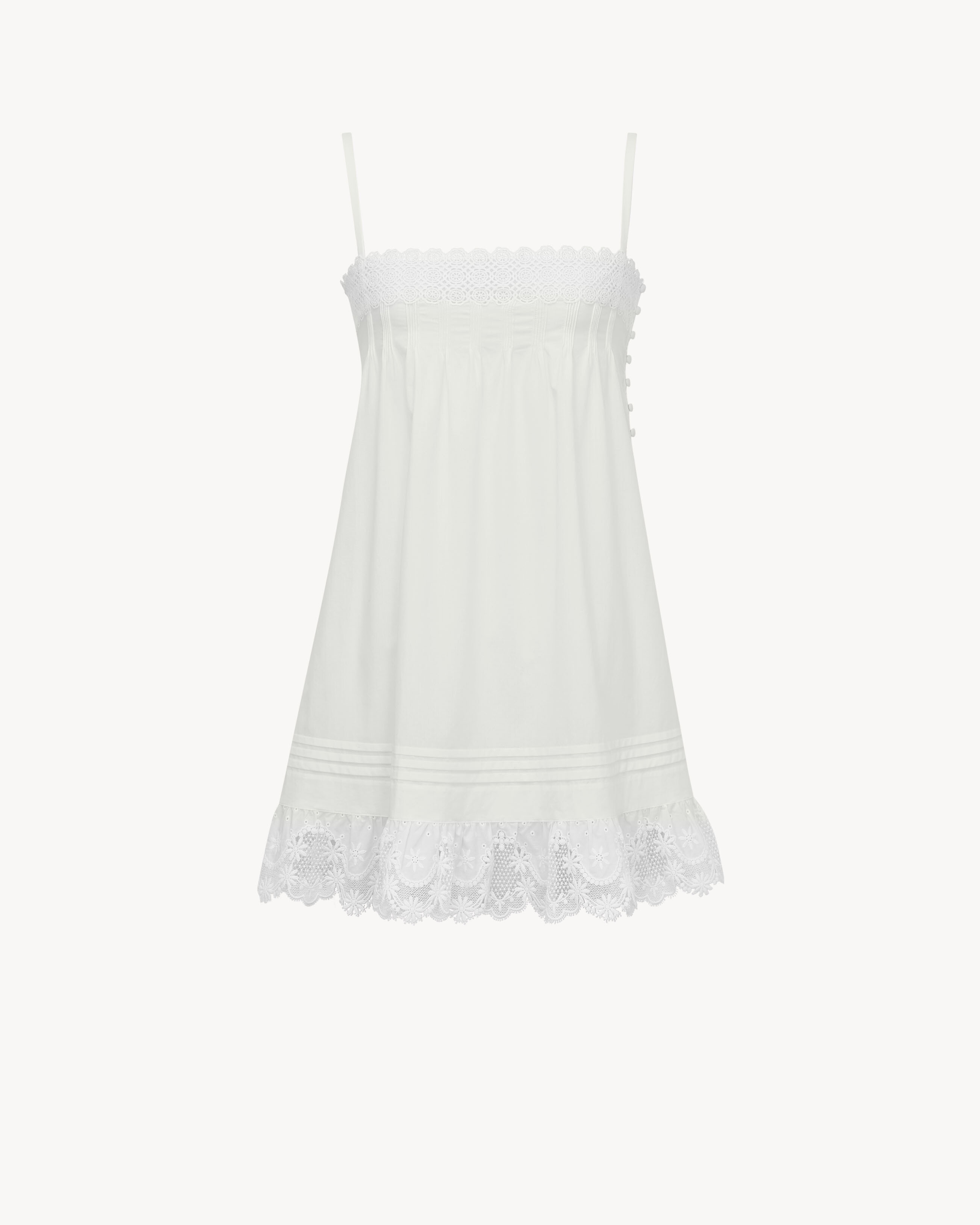 A-line dress in embroidered cotton poplin