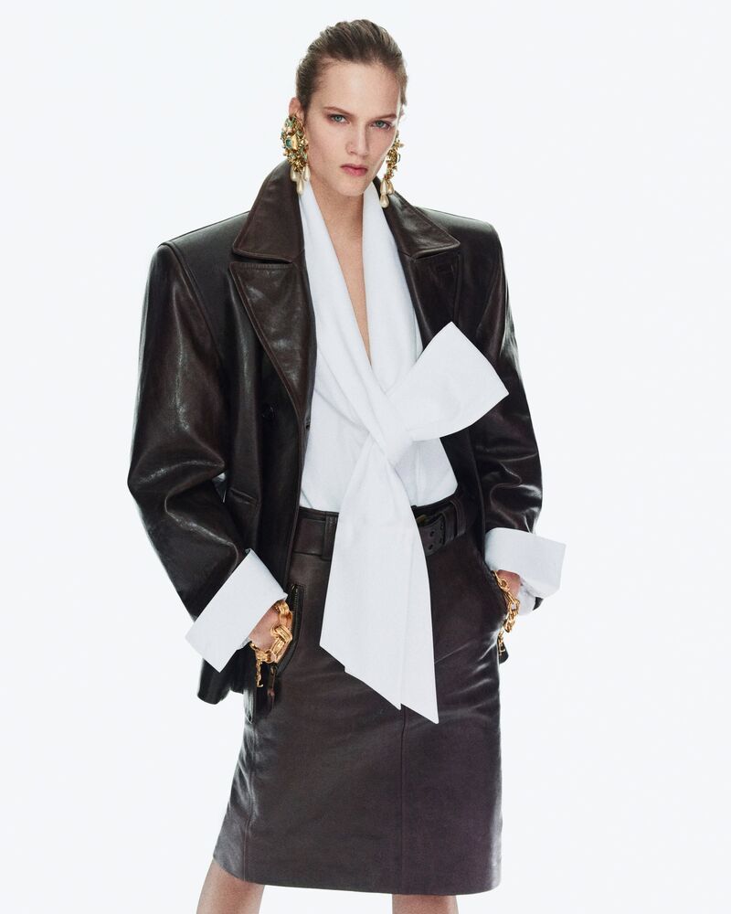 short coat in creased leather