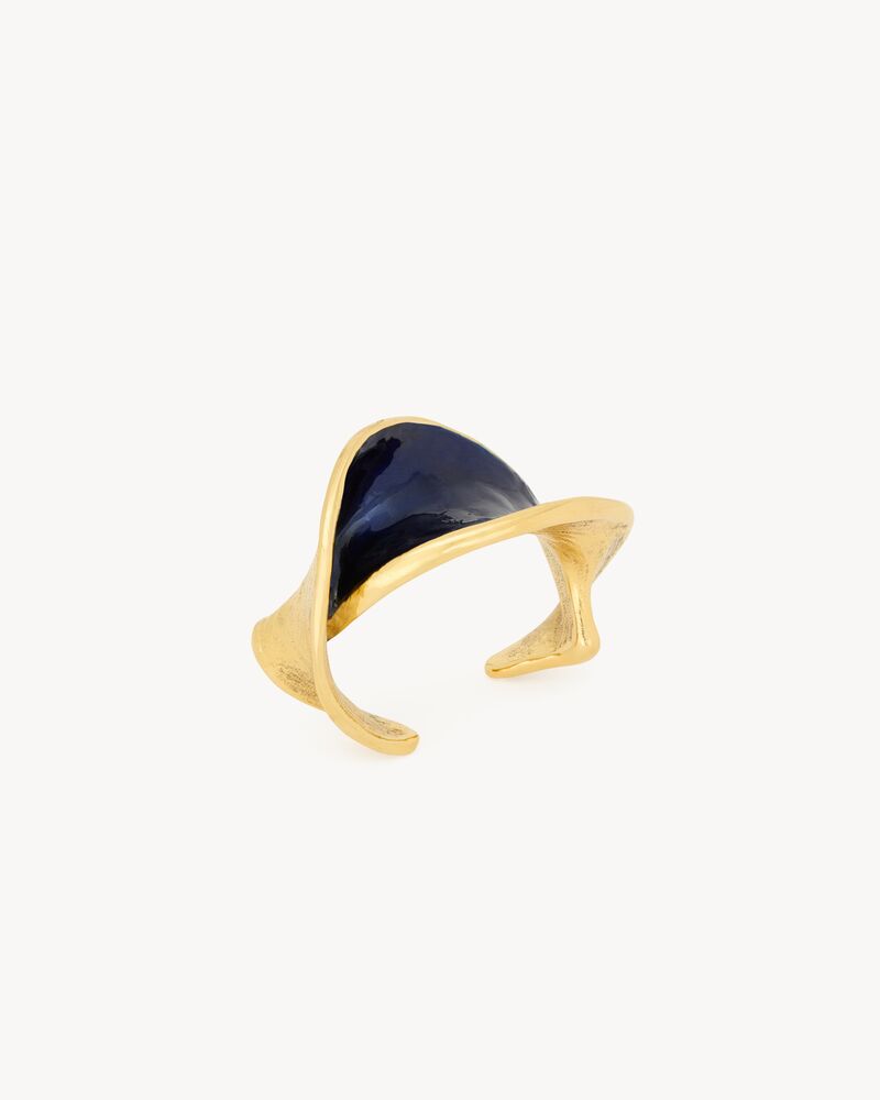 wavy cuff in enamel and brass