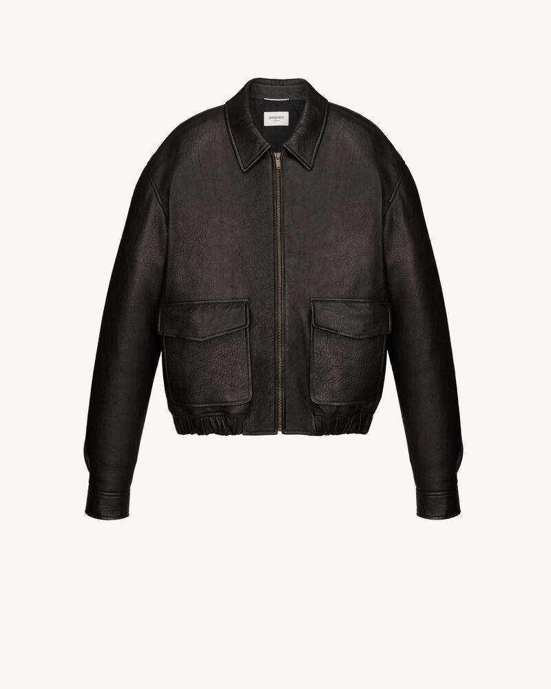 short jacket in bubbled lambskin