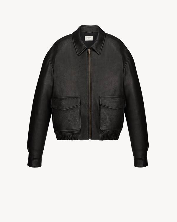 【いのうさ】SAINT LAURENT ボア襟 ブラックレザージャケット Men Leather | Saint Laurent | YSL