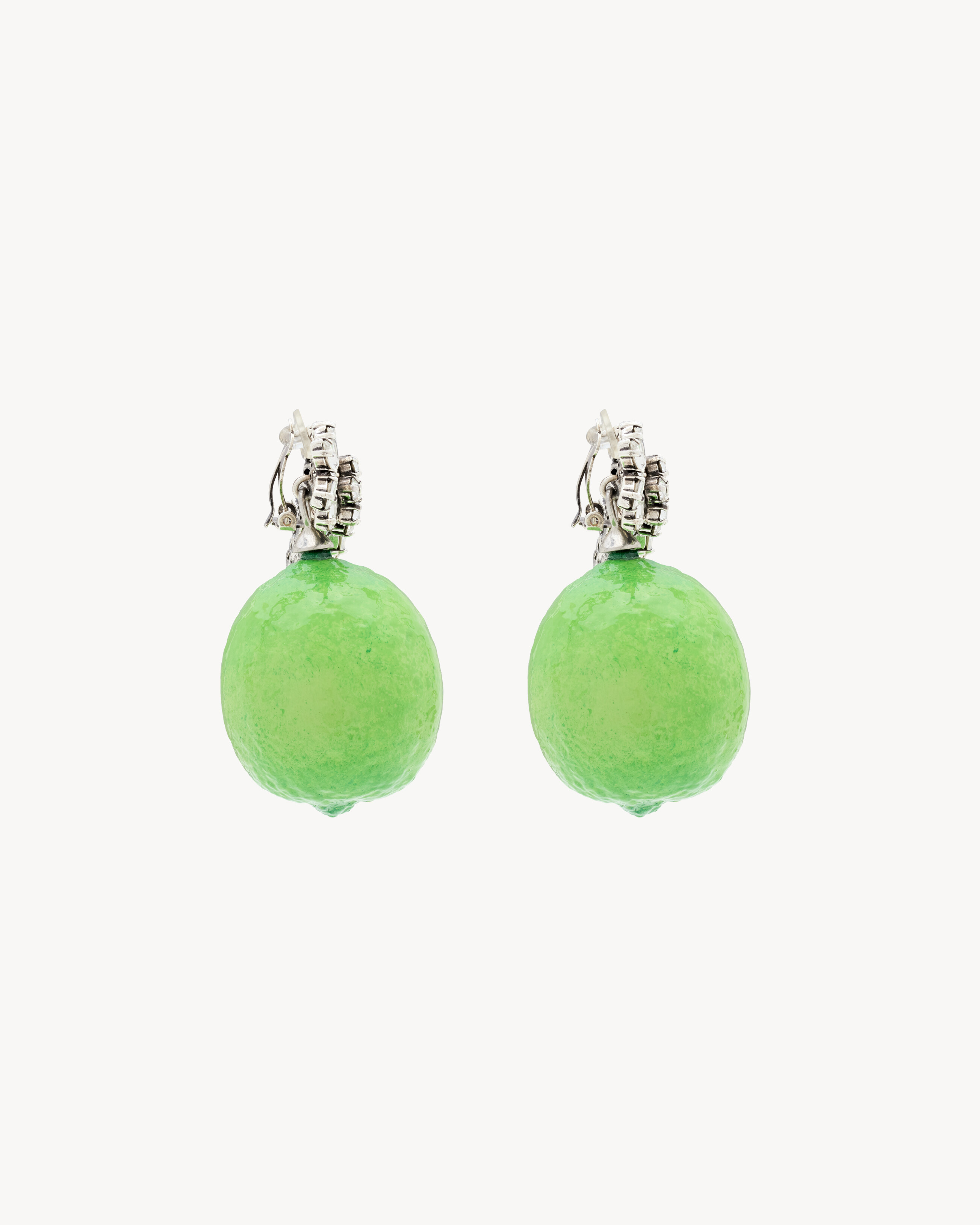 rhinestone lime earrings in resin and metal