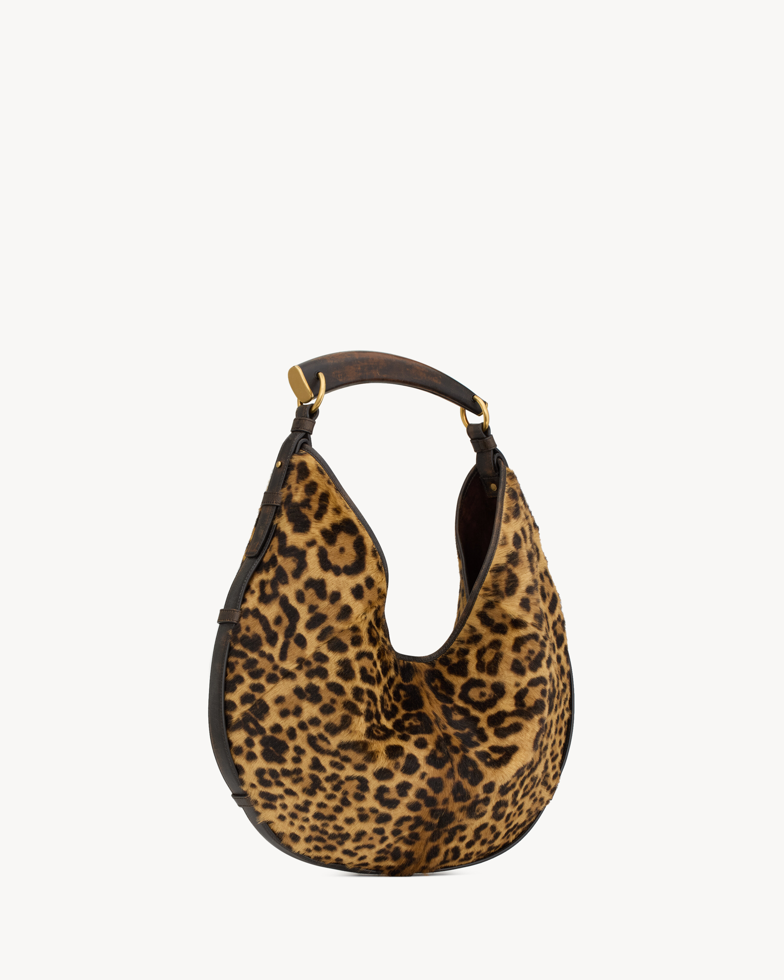 bolsa média MOMBASA em couro com pelo