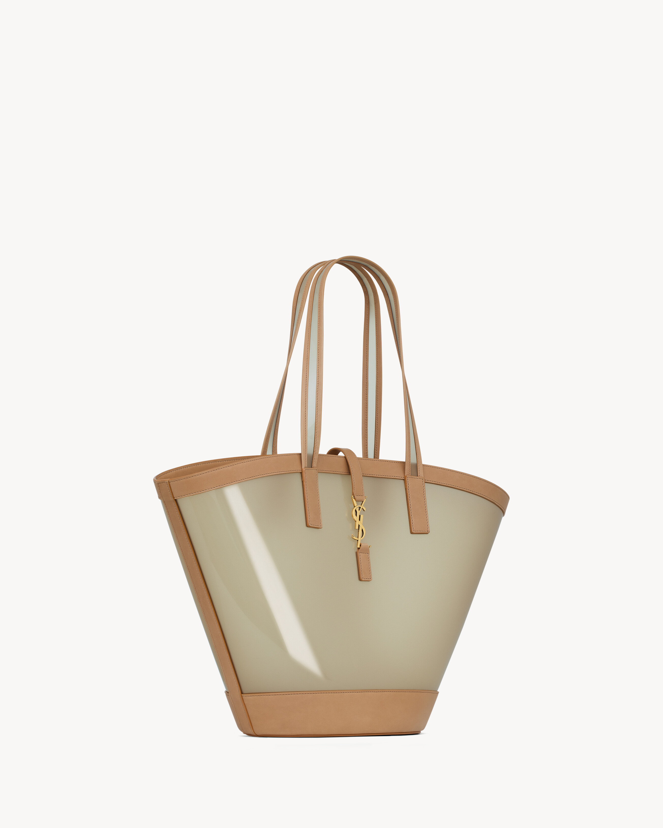 PANIER medium en vinyle et cuir à tannage végétal