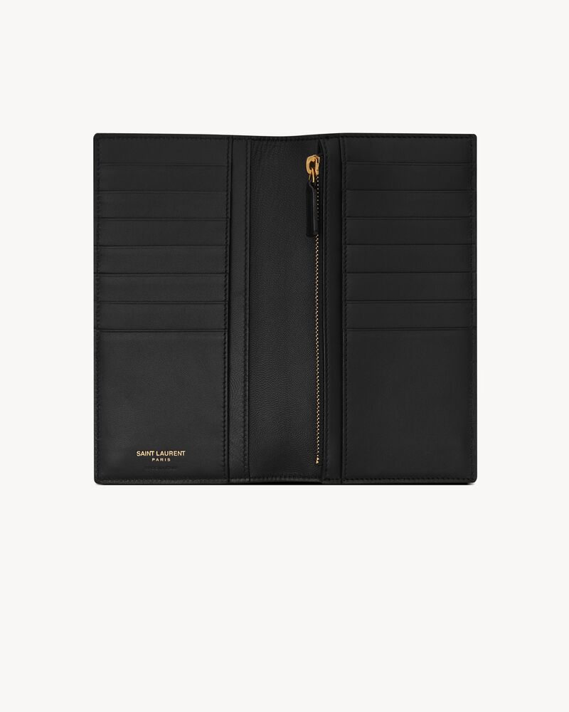 ノベルティ YSL ブラックレザー 二つ折り Saint Laurent Paris credit card case in CROCODILE-EMBOSSED leather
