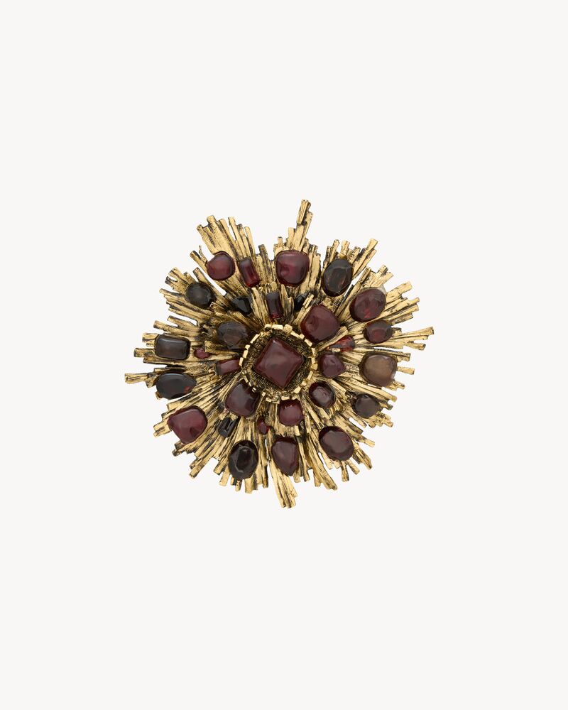 sunburst brooch in resin and glass