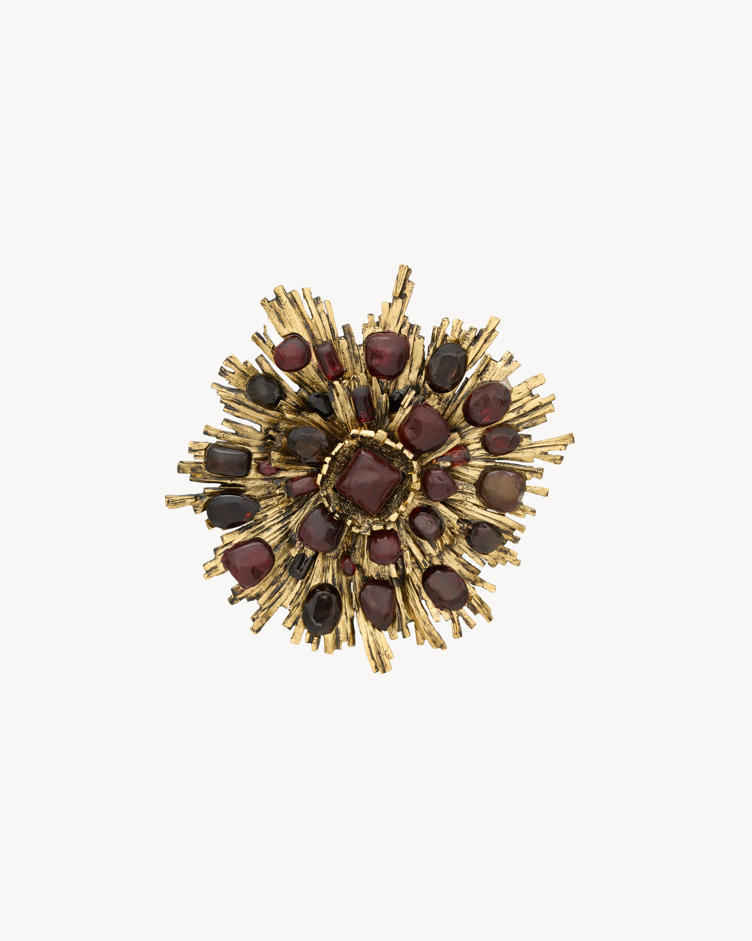 sunburst brooch in resin and glass