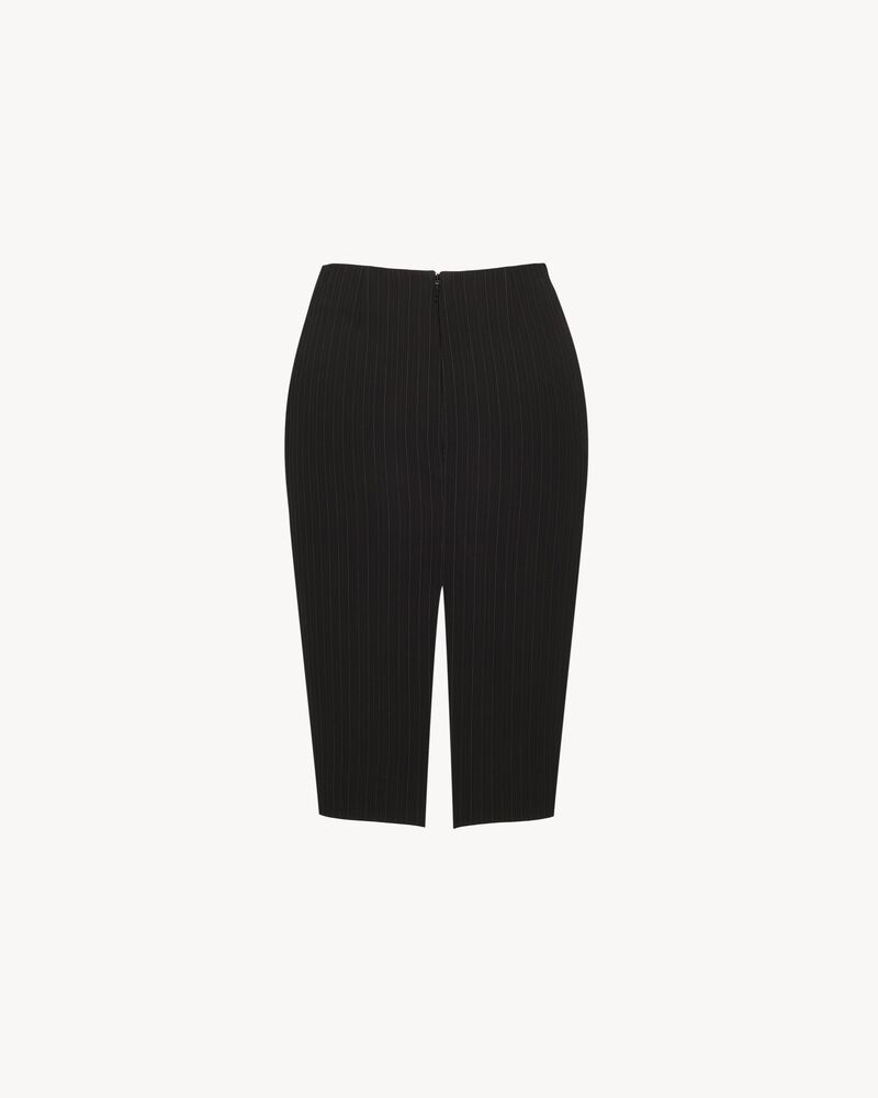 split pencil skirt in chalk-stripe wool mélange