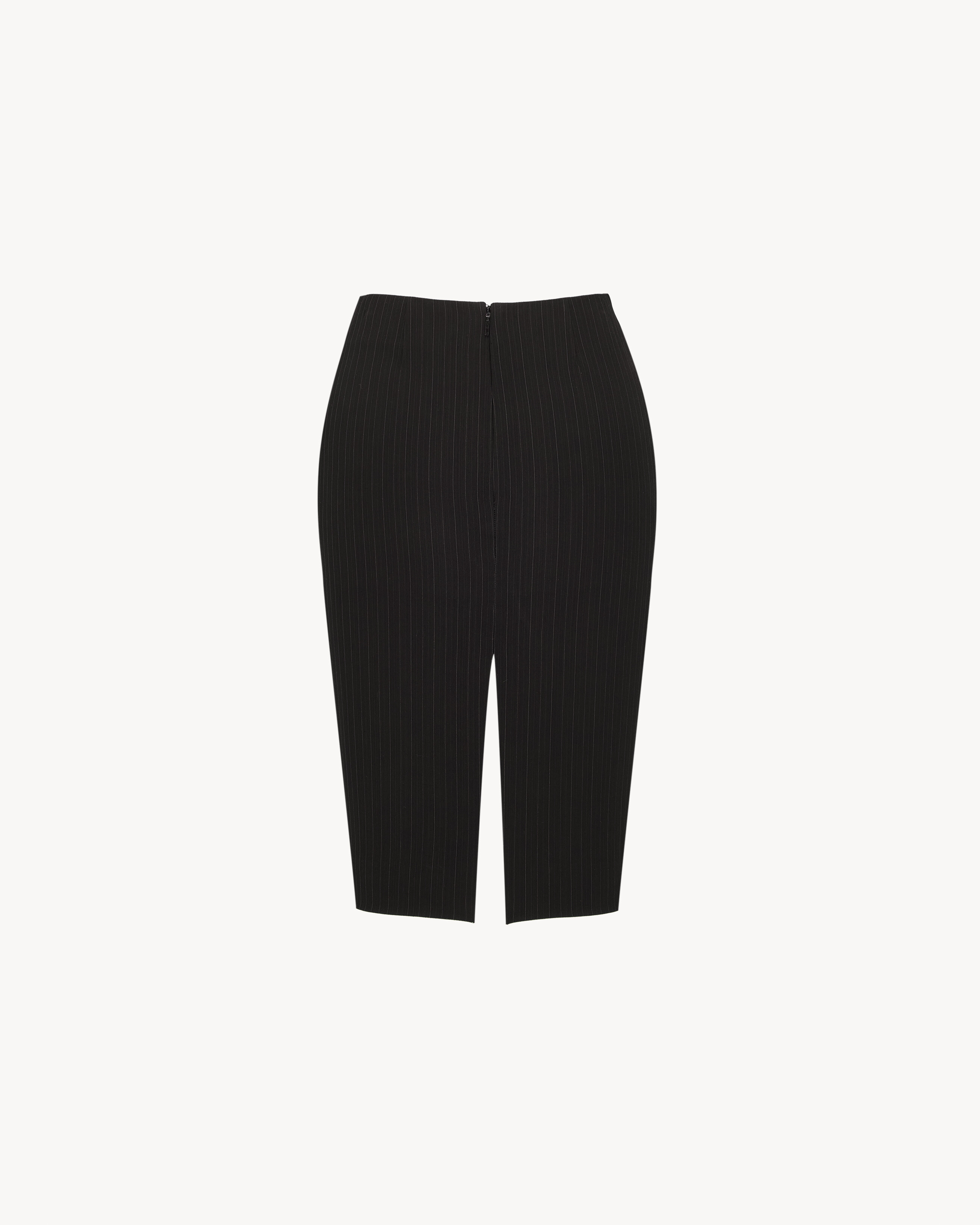 split pencil skirt in chalk-stripe wool mélange