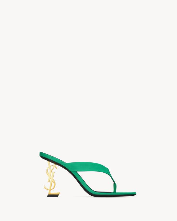 OPYUM mules in satin crepe in Green | Saint Laurent | YSL EN-US